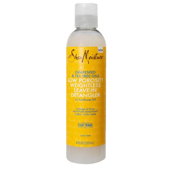SheaMoisture Grapeseed & Tea Tree Oils Low Porosity Weightless Leave-In Detangler – Soin Sans Rinçage Démêlant Léger pour Cheveux à Faible Porosité