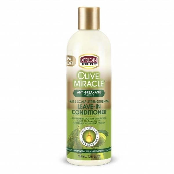 African Pride Olive Miracle Hair & Scalp Strengthening Leave-In Conditioner – Soin Sans Rinçage Fortifiant pour Cheveux & Cuir Chevelu