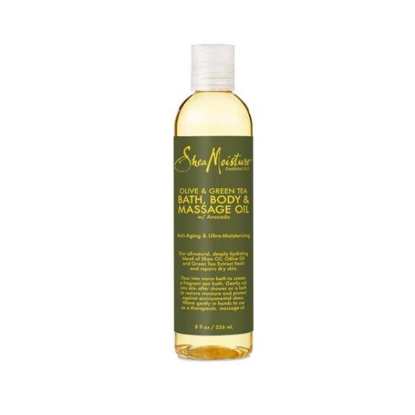 SheaMoisture Olive & Green Tea Bath, Body & Massage Oil – Huile de Bain, Corps & Massage