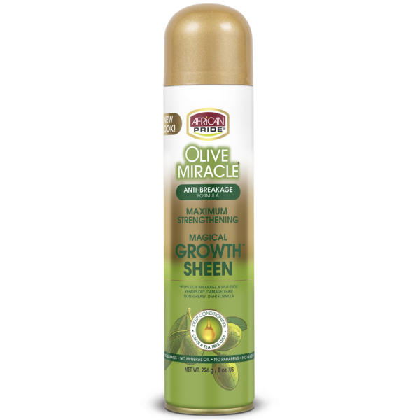 African Pride Olive Miracle Magical Growth Sheen – Brume Capillaire Nourrissante & Brillante