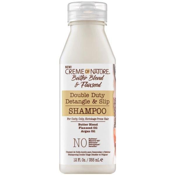 Crème of Nature Butter Blend & Flaxseed Double Duty Detangle & Slip Shampoo – Shampooing Démêlant & Hydratant