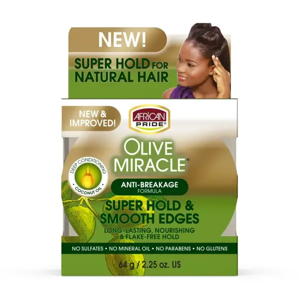 African Pride Olive Miracle Super Hold & Smooth Edges – Gel Fixant & Lissant pour les Contours
