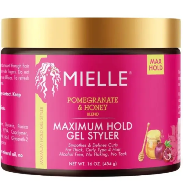 Mielle Pomegranate & Honey Maximum Hold Gel Styler – Gel Coiffant à Tenue Maximale