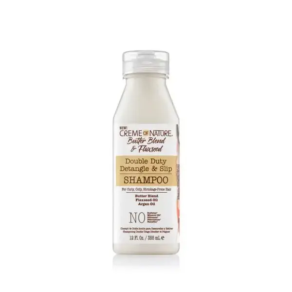 Shampoing Double Duty Detangle & Slip au Beurre et Graines de Lin de Creme of Nature – 355 ml