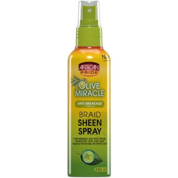 African Pride Olive Miracle Braid Sheen Spray – Spray Brillance & Soin pour Tresses